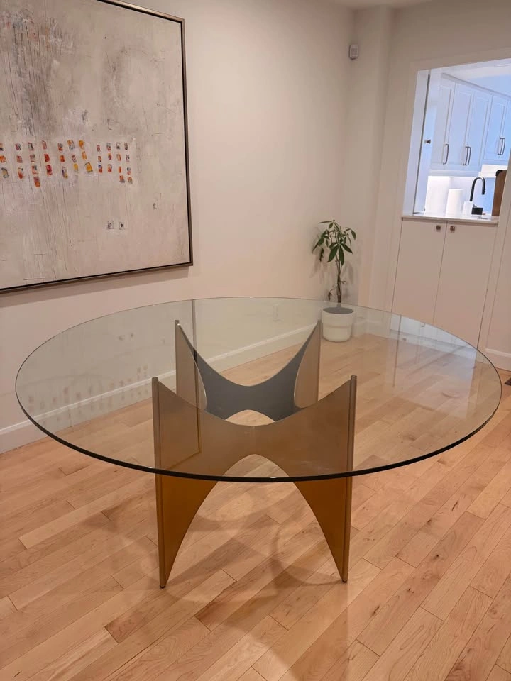 Elte Mid-Century Modern Style Dining Table with Glass Top - photo 4