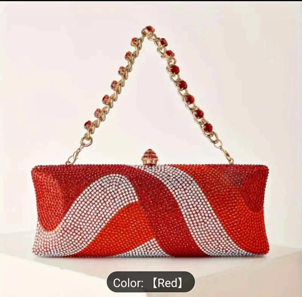 Sparkling Clutch - Rhinestone Print, Detachable Wrist Strap