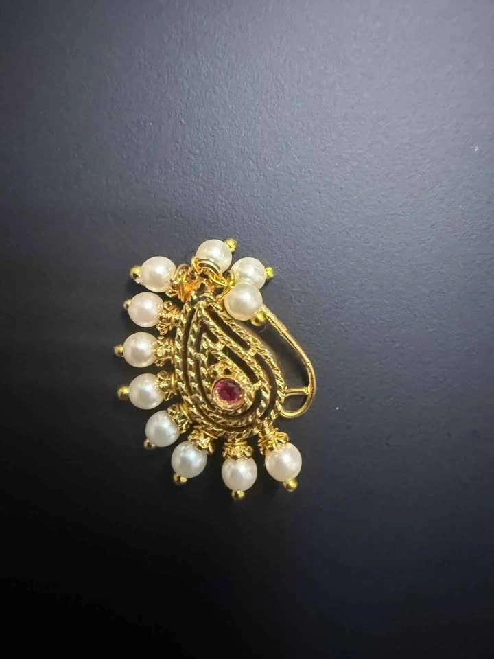 Silver Marathi nath, nose pin - photo 2