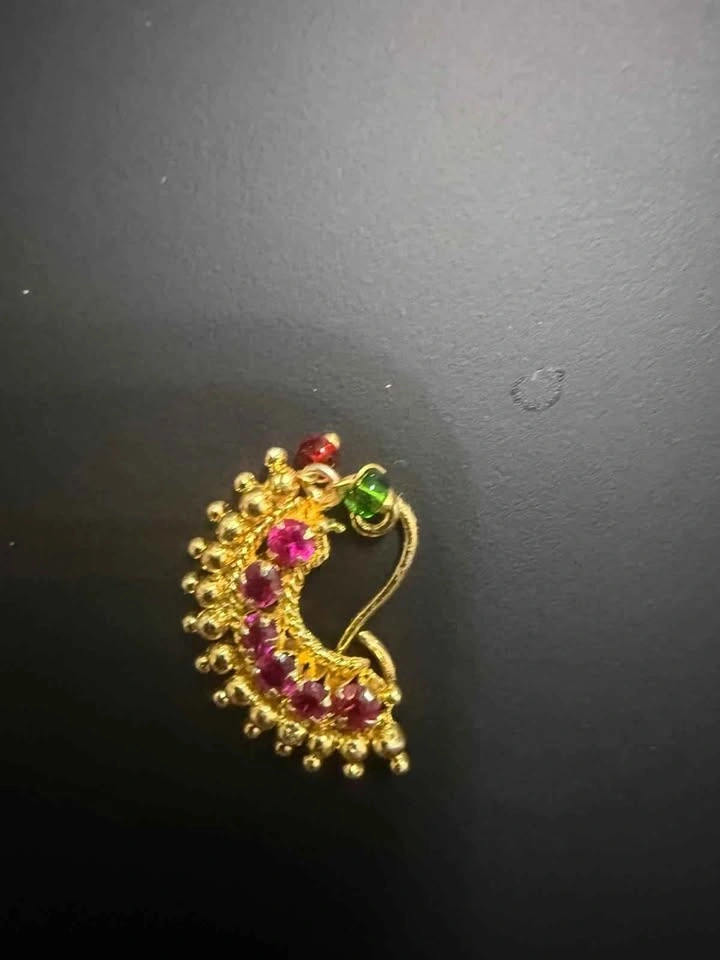 Silver Marathi nath, nose pin - photo 3