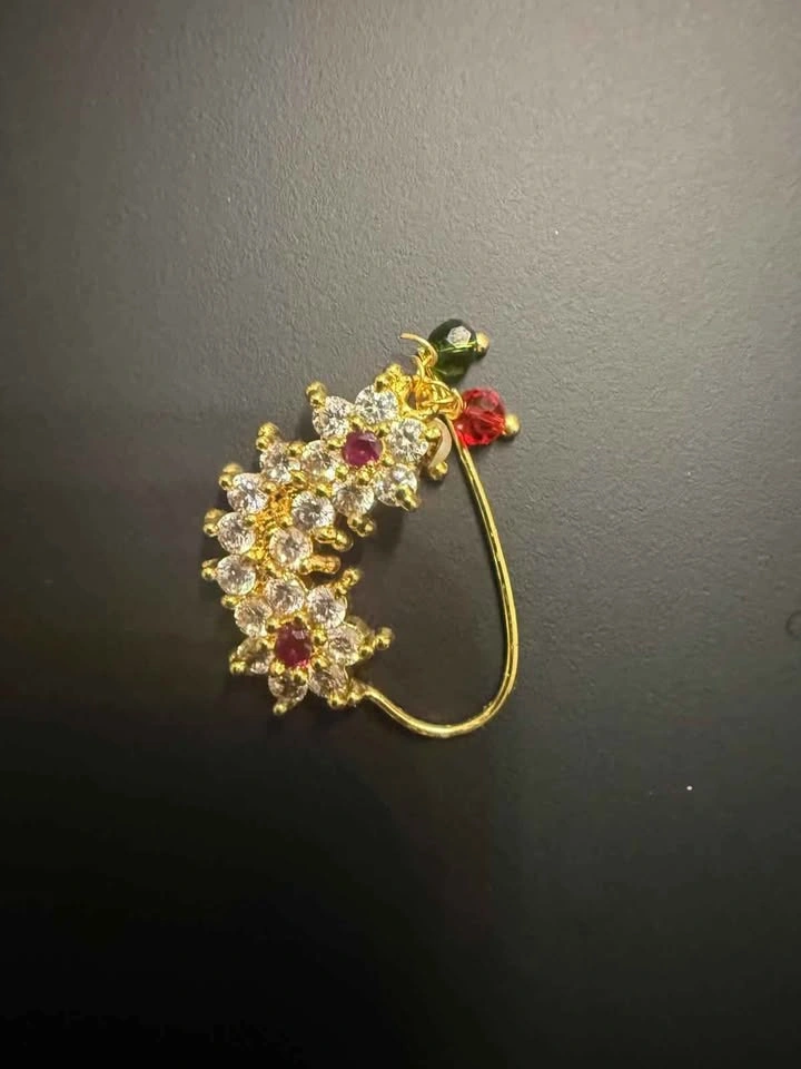 Silver Marathi nath, nose pin - photo 4