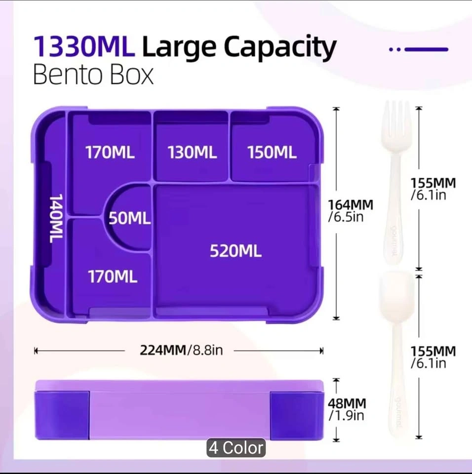 Large Capacity Leakproof Bento Lunch Box for School/Work - photo 3