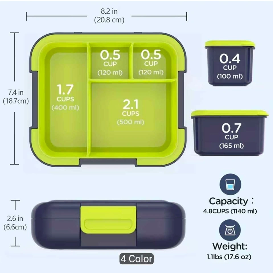Bento Box - Large 4.8 Cups Lunch Box with 4 Compartments - photo 4