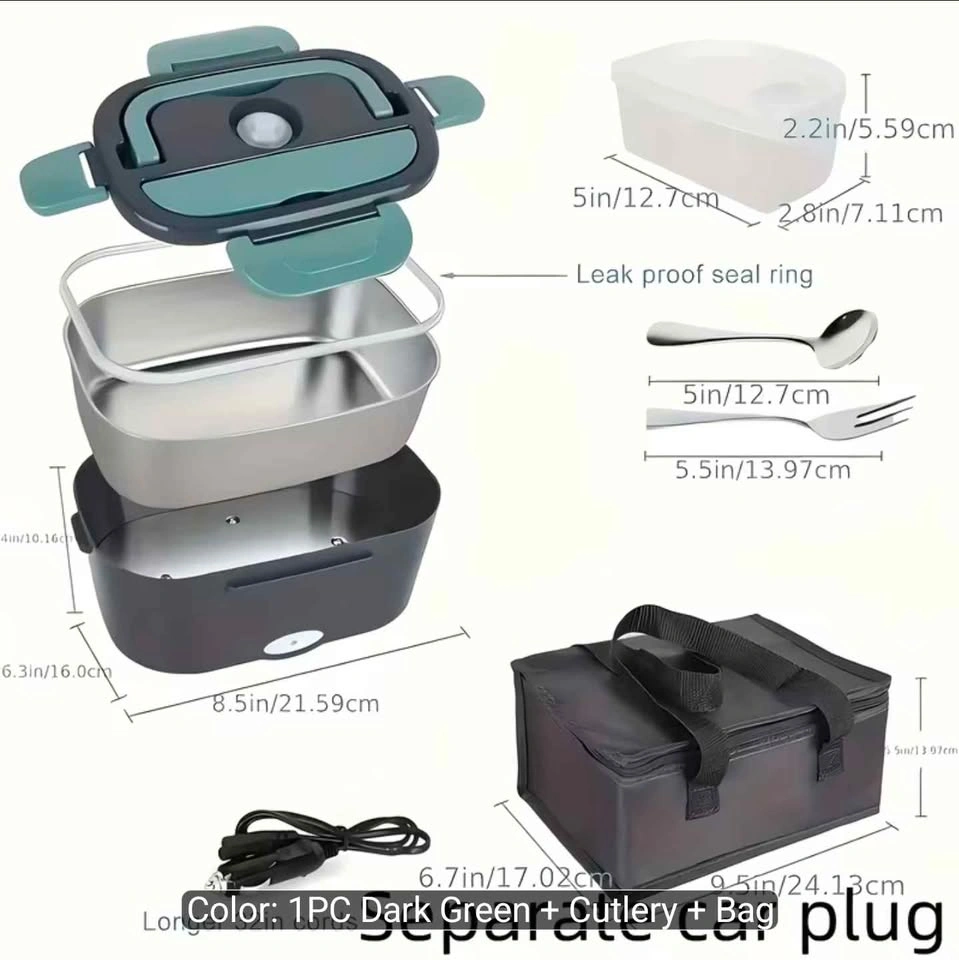 50.7oz Electric Heated Lunch Box with Car Plug (12V/24V) - photo 3