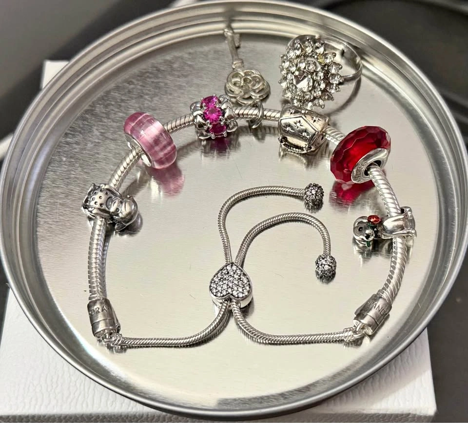 Pandora Charm Bracelet with Charms and Ring