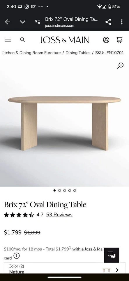BRAND NEW Joss & Main Dining Table (Open Box)