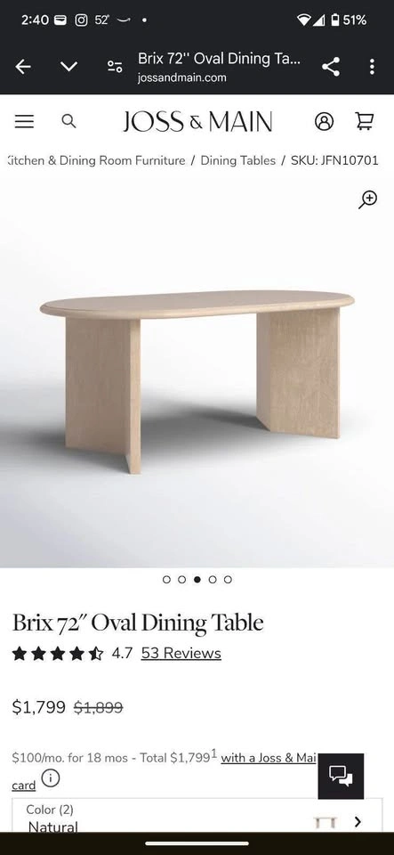 BRAND NEW Joss & Main Dining Table (Open Box) - photo 2