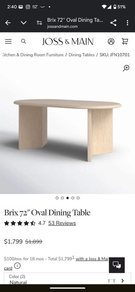 BRAND NEW Joss & Main Dining Table (Open Box) - photo 3