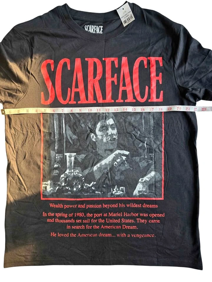 Scarface Movie Graphic Tee Black Tony Montana Vintage-Style T-Sh