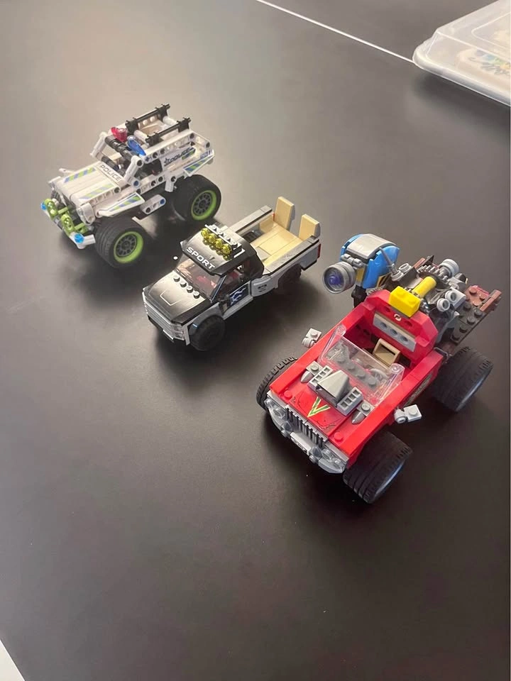 LEGO Vehicle Lot – Police Off-Road Buggy + Black Pickup + Red Cu