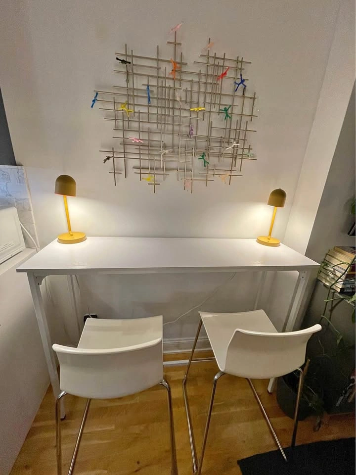 Modern White Bar Table & 2 IKEA GLENN Bar Stools - $75/OBO