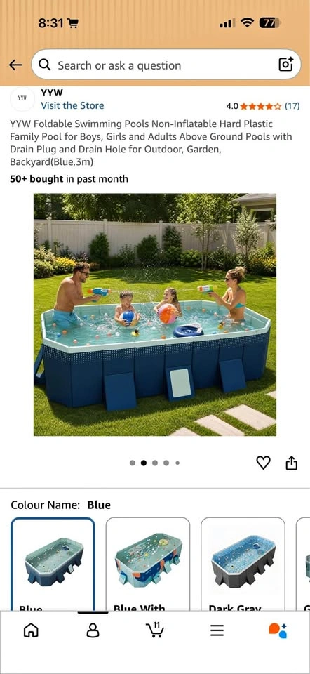 Foldable Swimming Pool — Brand New, Unopened (3m/Blue)