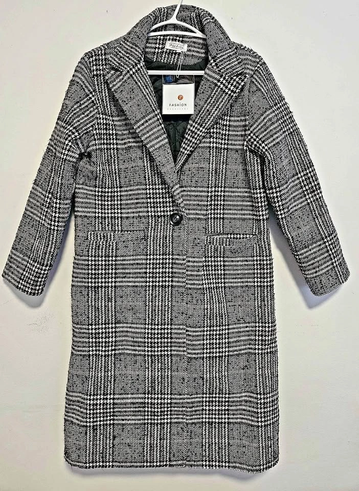 BNWT Classic Plaid Long Coat with Quilted Lining size L