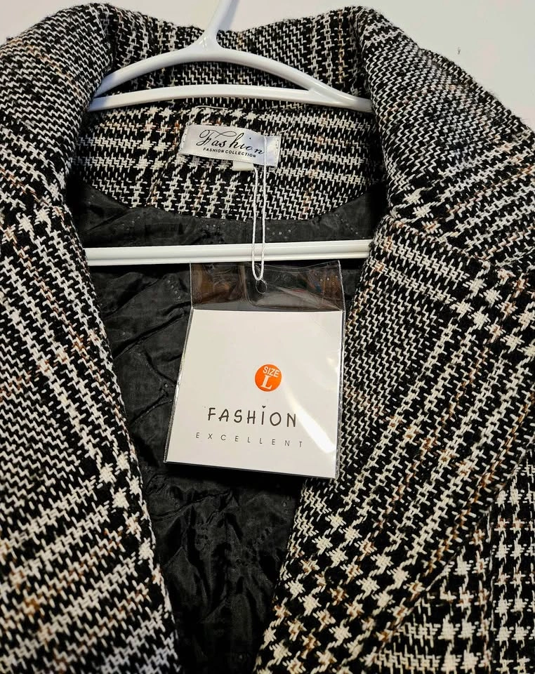 BNWT Classic Plaid Long Coat with Quilted Lining size L - photo 5