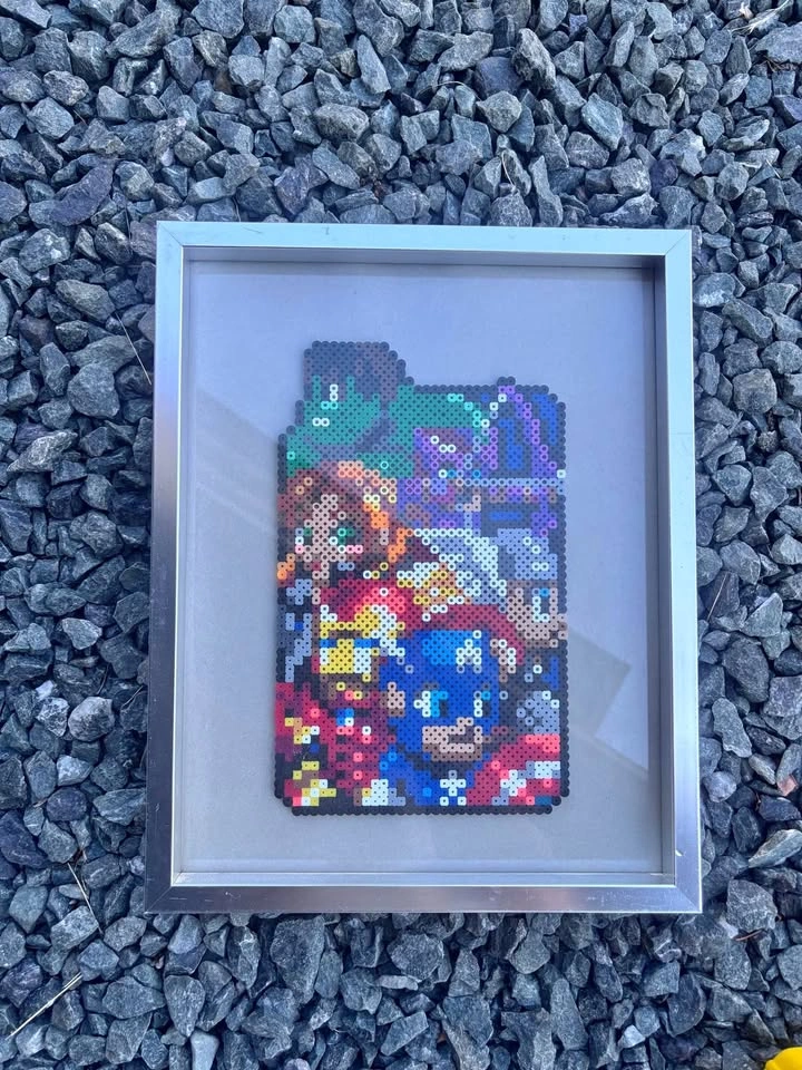 Framed Marvel Avengers Perler Bead Pixel Art