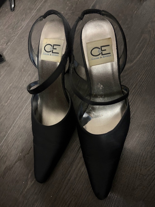 Cause & Effect Black Satin Slingback Heels - photo 3
