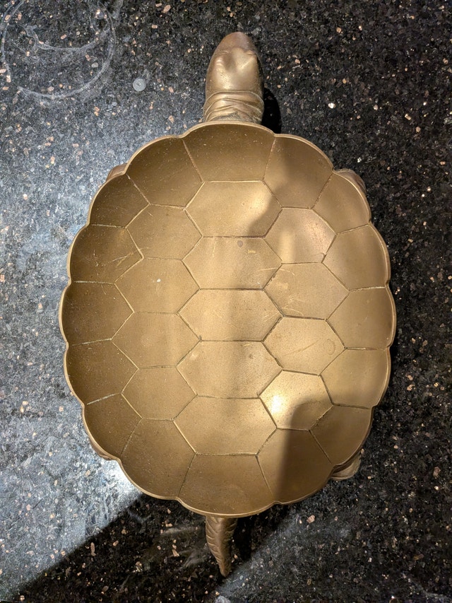 Vintage solid Brass Turtle Dish 7" x 12" - photo 2