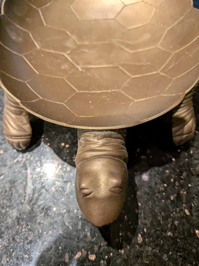 Vintage solid Brass Turtle Dish 7" x 12" - photo 3