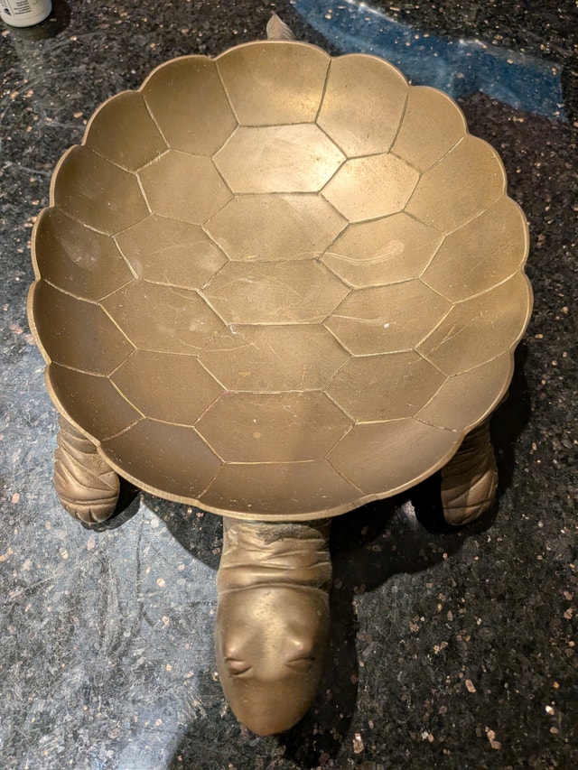 Vintage solid Brass Turtle Dish 7" x 12" - photo 4