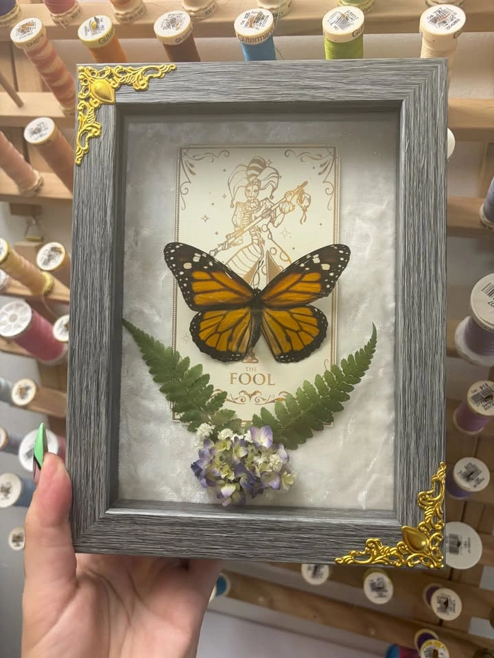 Monarch Butterfly Frame with Tarot card and Dried flowers - photo 3
