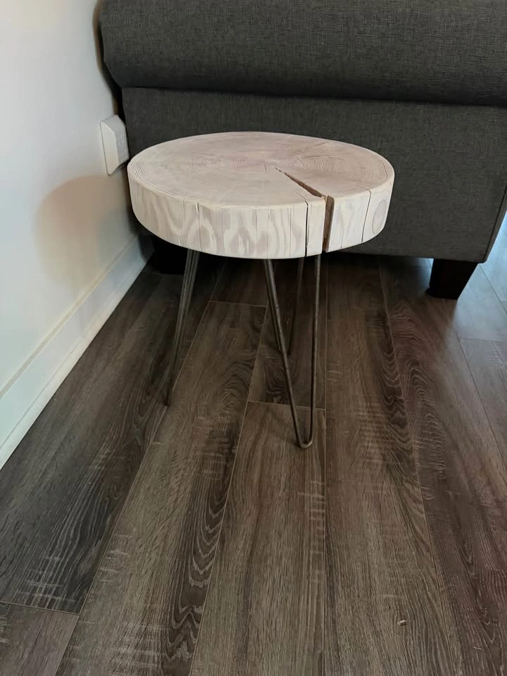 Live Edge Wood Slice Side Table with Hairpin Legs - photo 2