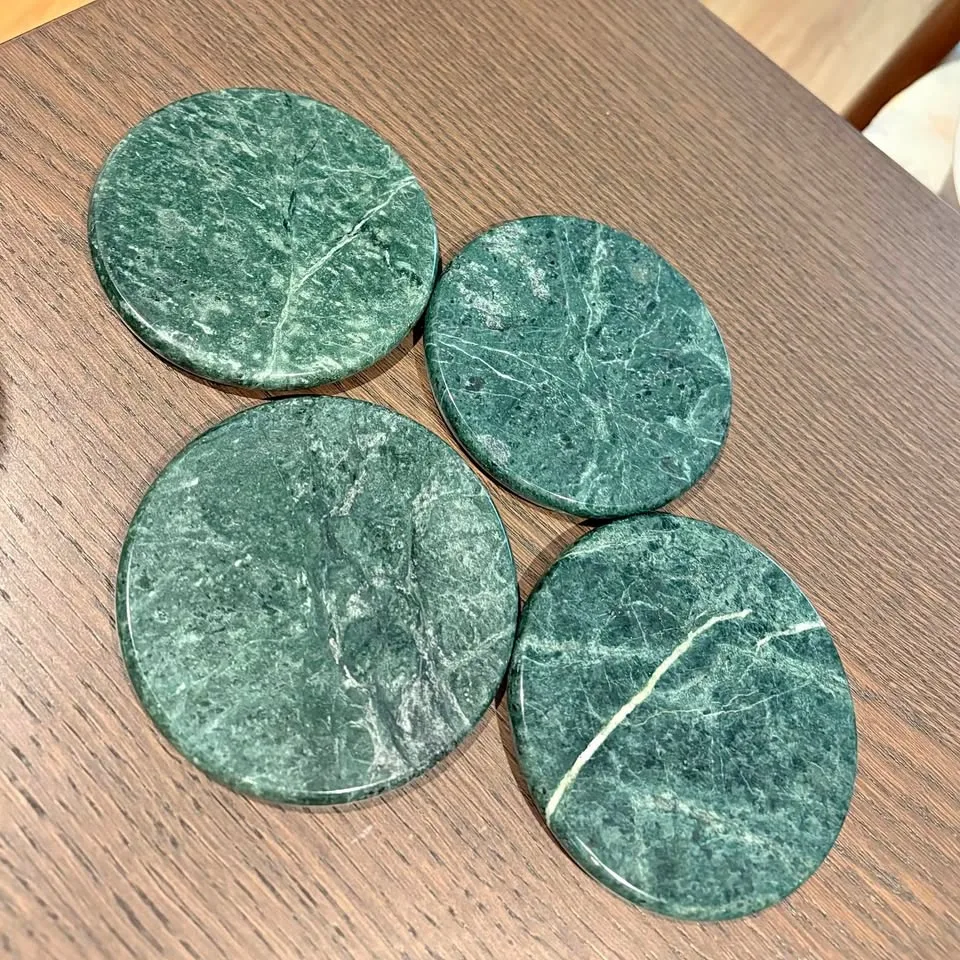 Green Marble Stone Coasters (Set of 4)