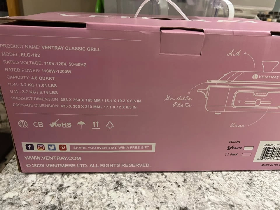 VENTRAY Classic Electric Grill with Griddle Plate – Like New - photo 5
