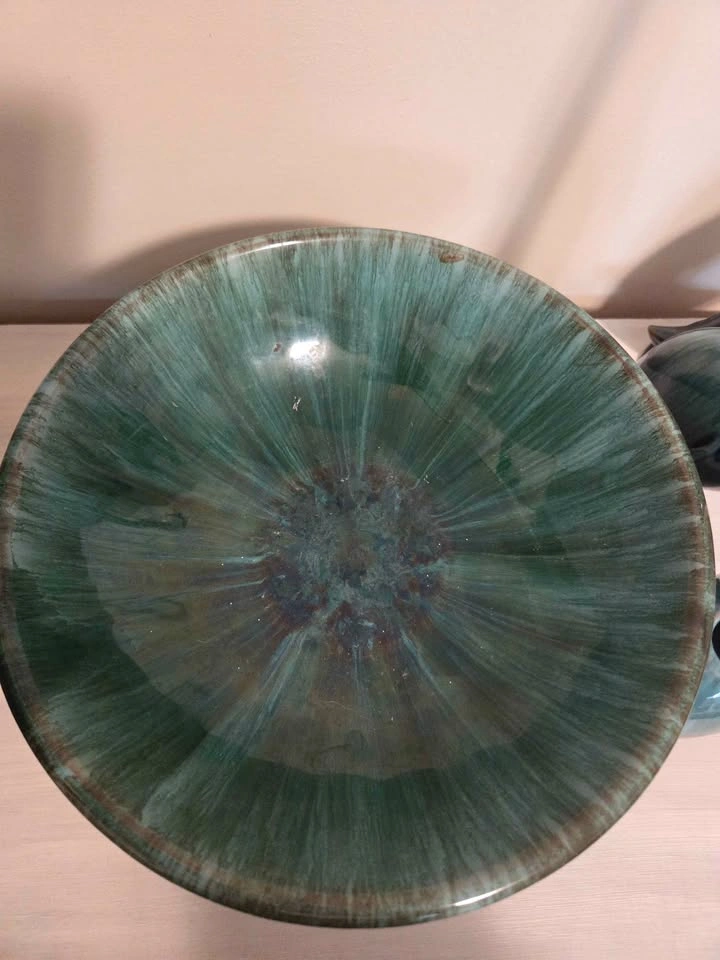 Blue Mountain Pottery 4-Piece Green Drip Glaze Set - photo 3