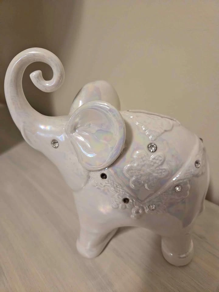 Iridescent Ceramic Elephant Piggy Bank