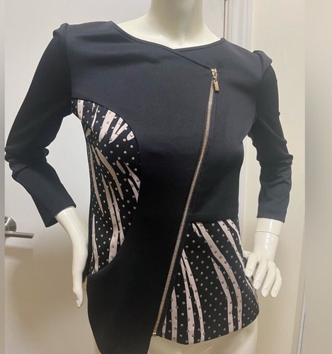 NWT Frank Lyman Jacket Nude Pink and Gold Polka Dot Zip Up 6US - photo 4