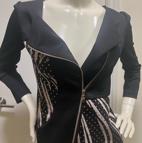 NWT Frank Lyman Jacket Nude Pink and Gold Polka Dot Zip Up 6US