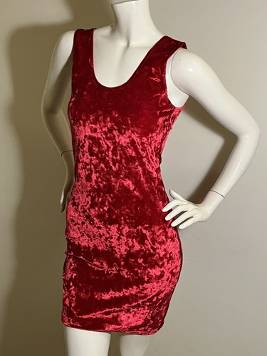 90s Crushed Red Velvet Dress