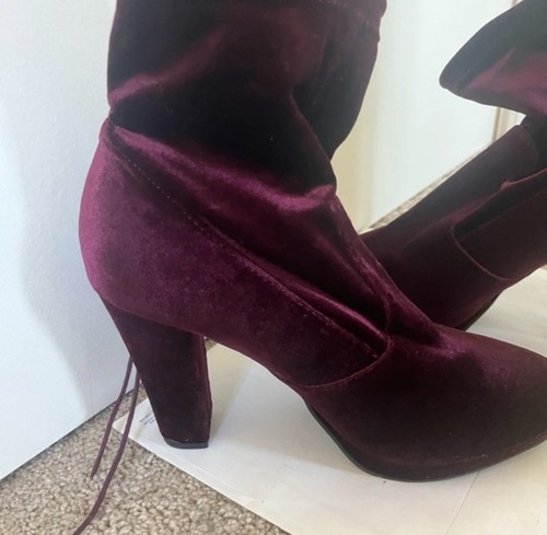 New Look Velvet Boots Size 39 Plum Burgundy Autumn Winter - photo 5