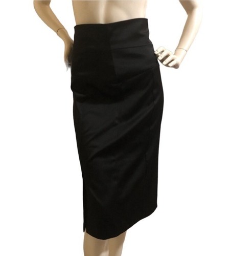 Black Satin High Waist Pencil Skirt US 4/6 - photo 2