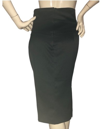 Black Satin High Waist Pencil Skirt US 4/6 - photo 4