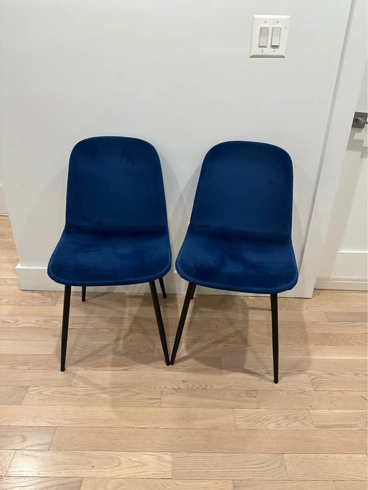 Dining table + blue velvet chairs - photo 4