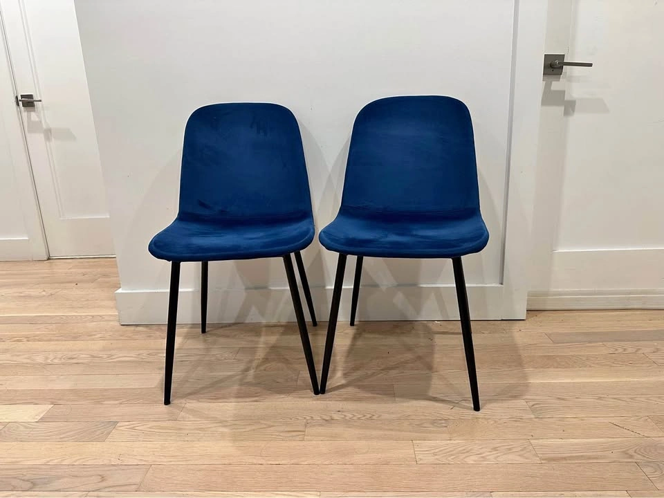 Blue Velvet Dining Chairs (2)