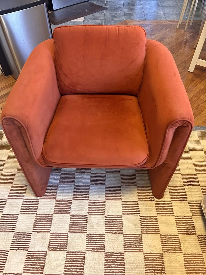 UO Floria Red Velvet Accent Chair