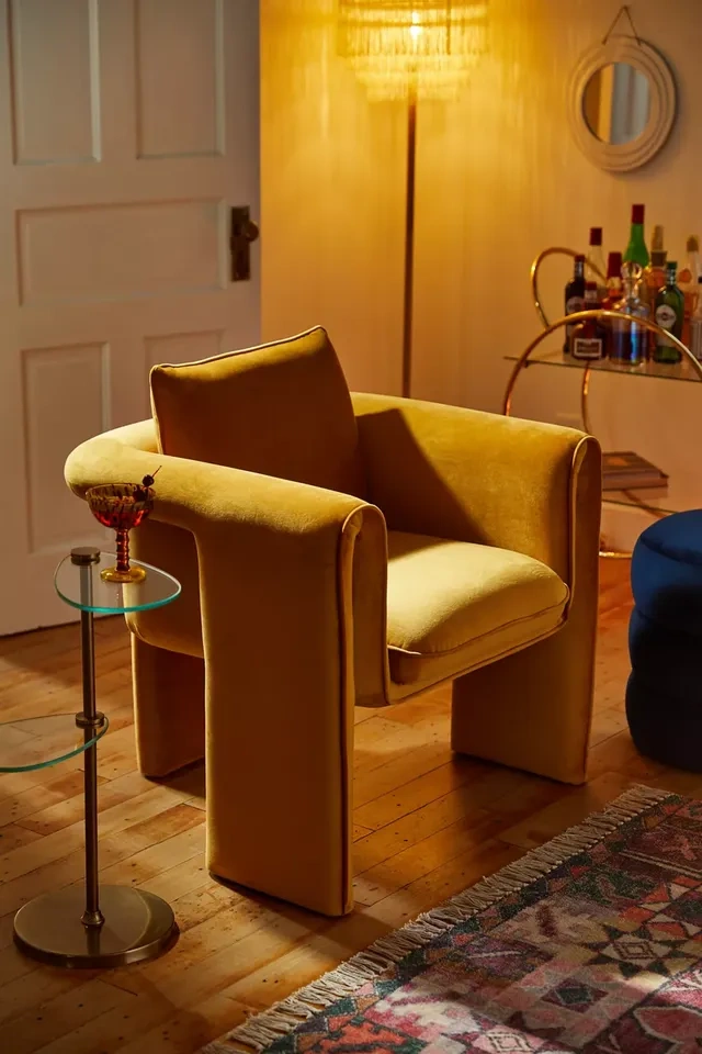UO Floria Red Velvet Accent Chair - photo 3