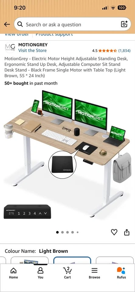 MotionGrey Electric Height Adjustable Standing Desk - photo 2