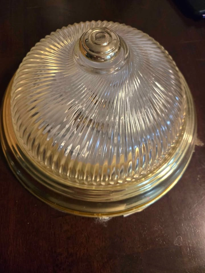 2 Flush Mount Bowl Ceiling Fixture with a Ribbed Glass Shade - photo 3