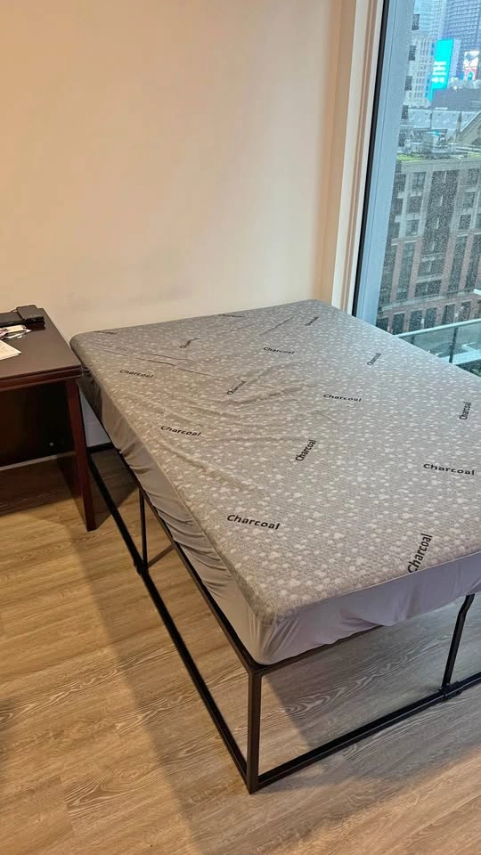 IKEA VESTERÖY Full Hybrid Mattress and Metal Bed Frame