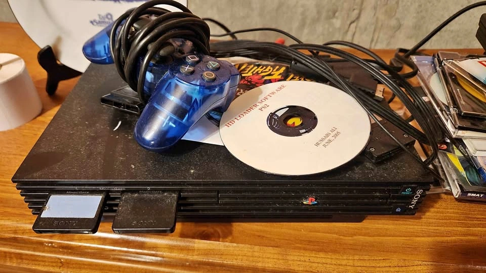Modded Sony PlayStation 2 Console with Controller and Memory Car