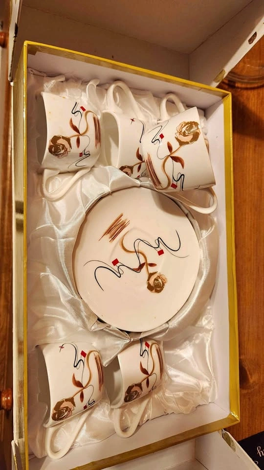 12-Piece Floral Ceramic Espresso Cup and Saucer Set