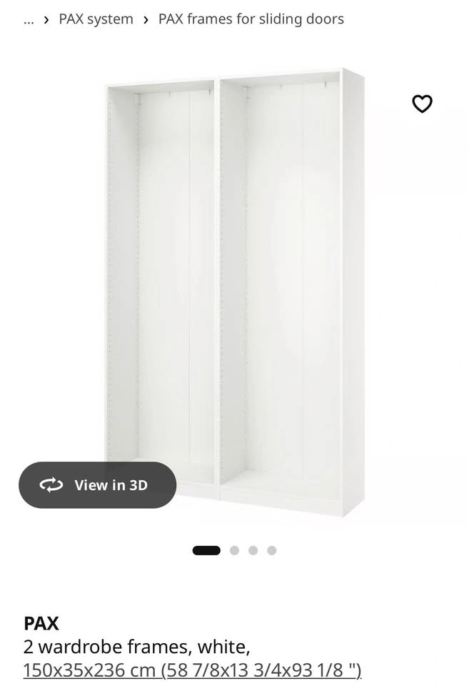 IKEA PAX Wardrobe combination, white, 150x35x236 cm
