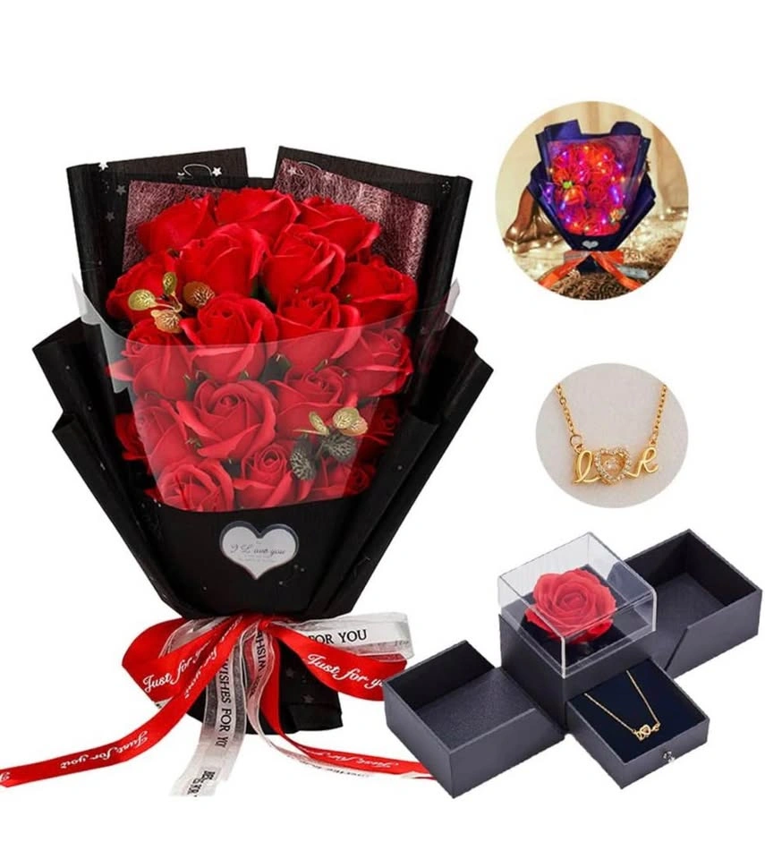 Rose Bouquet and Jewelry Gift Box Set - photo 2