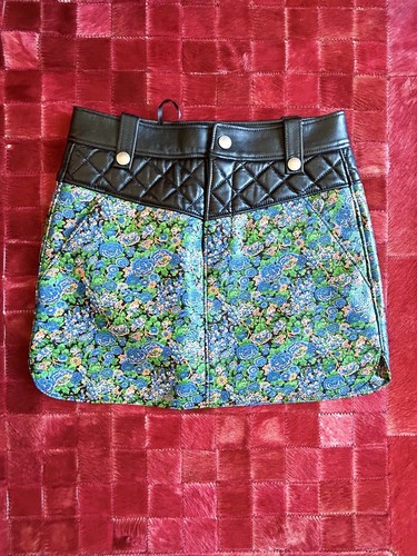 NEW! Coach 1941 Floral Curved Hem Leather Skirt Size 0