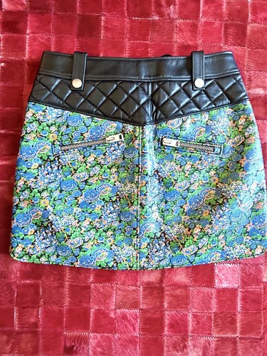 NEW! Coach 1941 Floral Curved Hem Leather Skirt Size 0 - photo 3