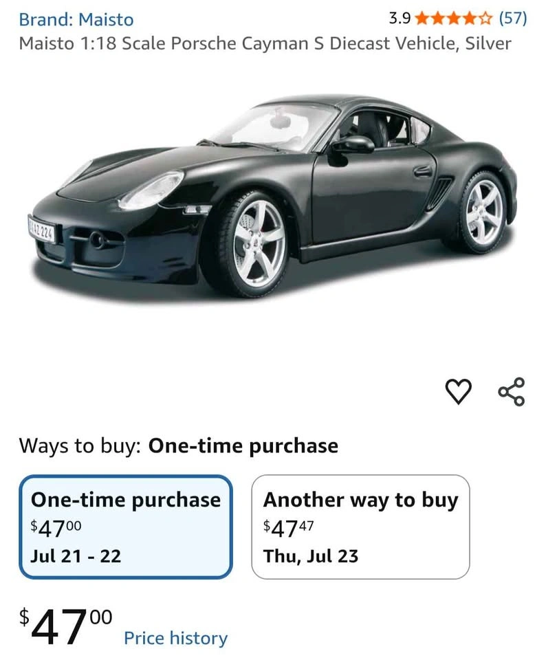 Maisto Porsche Cayman S 1:18 Scale Die Cast Model - photo 2