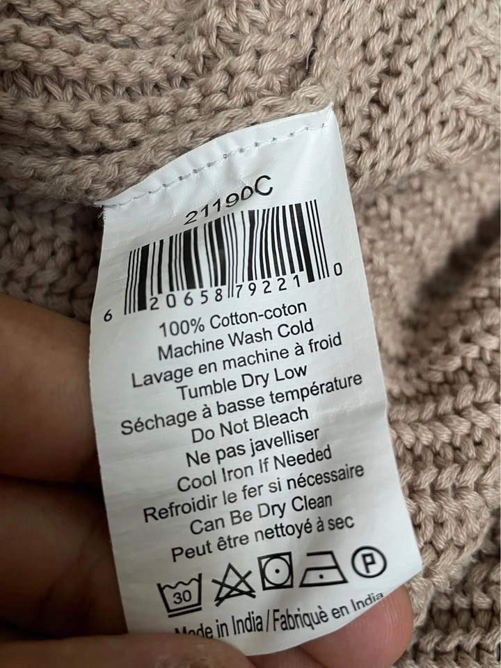 New 100% Cotton Mauve Knit Button-Front Poncho - photo 3